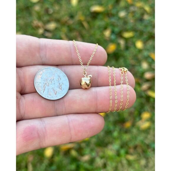 14K Gold Plated Necklace with Bronze Apple Charm - Picture 4 of 4